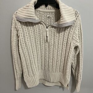 Aerie Cable Car Chunky Knit 1/4 Zip Sweater, Size XXS